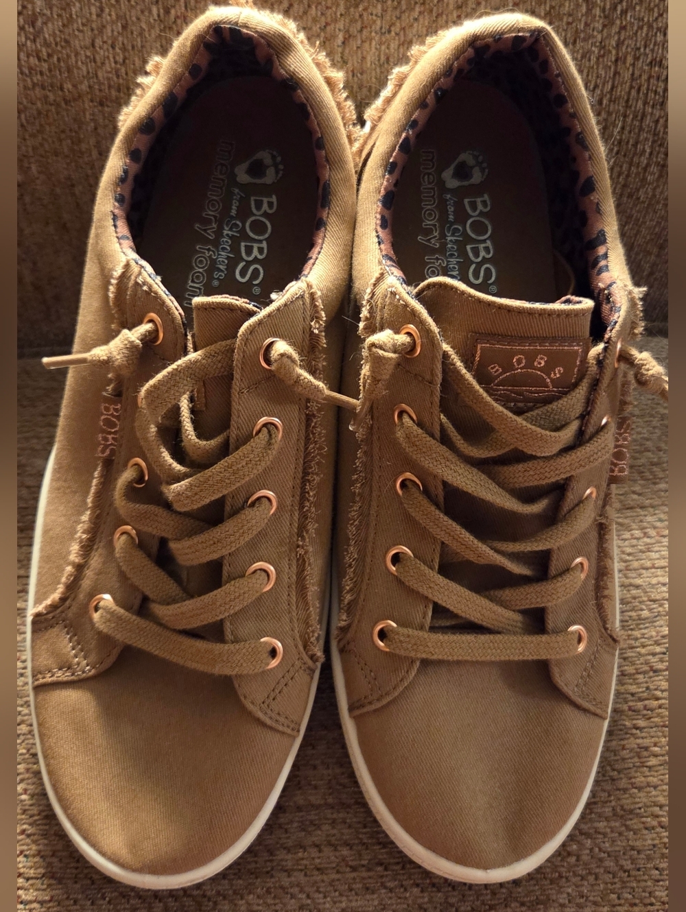 Bobs by Skechers Light Brown Lace Up Memory Foam Sneaker